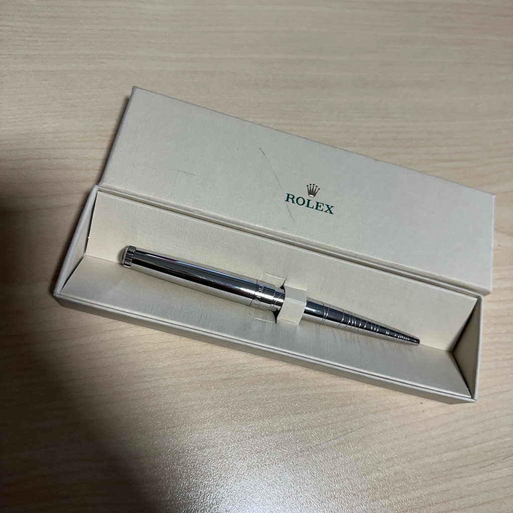 Rolex Authentic Silver Wave Pattern Ballpoint Pen Vip Gift Collectible Platinum